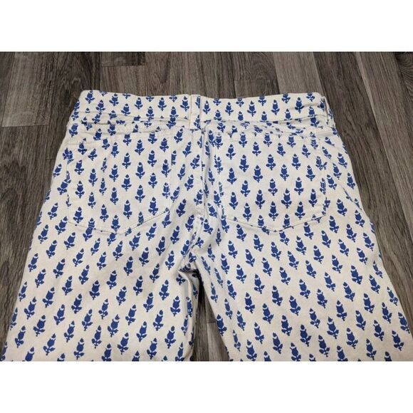 J. Crew Womens Size 25 Ankle Toothpick Skinny Blue White Geometric Denim Jeans - Picture 3 of 11